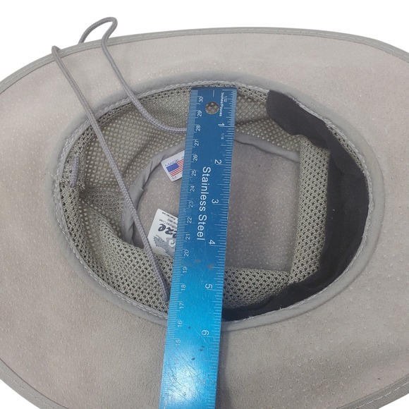 Monterey Bay Breeze Gray Suede Mesh Outback Hat USA Waterproof Leather Sz Small - Picture 7 of 11